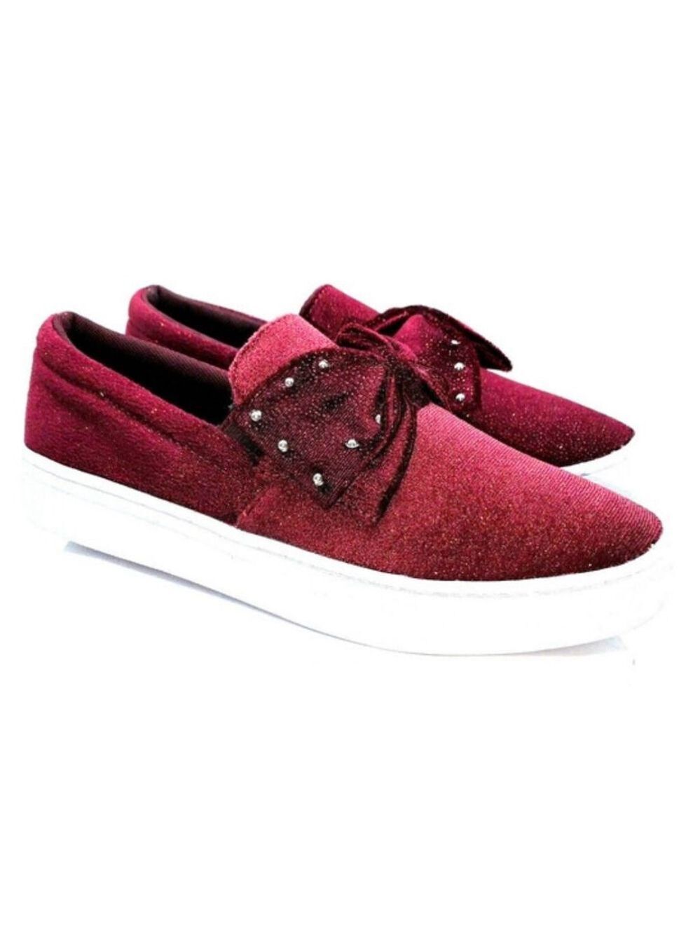 Isaac Mizrahi Beth Velvet Studded Bow Sneaker Size 9M